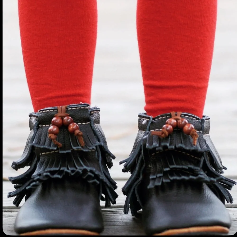 Duchess & Fox Trailblazer Fringe Leather Boots Toddler Handmade Boho Moccasins